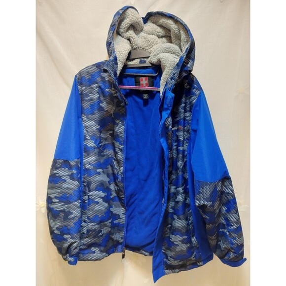 Swiss Tech Boys XXL (18) Blue Jacket Plush Hood Zip Camo Warm Water Resistant - Picture 6 of 16